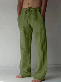 Arthur | Herren Weite Leinen Baggyhose - Grün