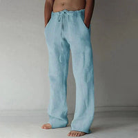 Arthur | Herren Weite Leinen Baggyhose - Blau
