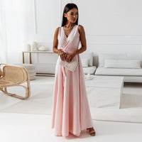 Aurelie | Fließendes Wickel Maxikleid - Hellrosa