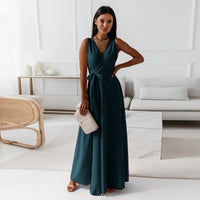 Aurelie | Fließendes Wickel Maxikleid - Dunkelgrün