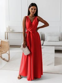 Aurelie | Fließendes Wickel Maxikleid - Rot