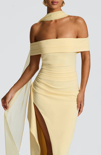 Valentina | Damen Gelber Leichter Stretch Mesh Kleid Schal - Gelb