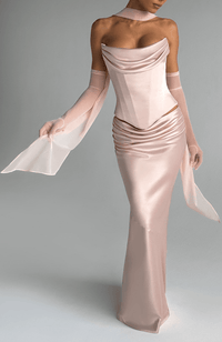 Valentina | Damen Gelber Leichter Stretch Mesh Kleid Schal - Hellrosa