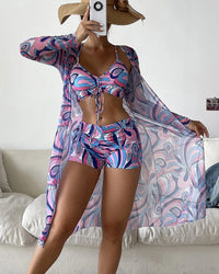 Zellea | lebhaftes 3-teiliges bedrucktes Bikini-Set - Rosa