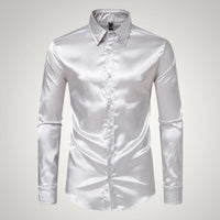 Tobias | Herren Festliches Satin Gerades Hemd - Beige