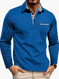 Elegantes Herrenpolo mit langen Ärmeln, moderner Stil für Business und Freizeit - Marineblau
