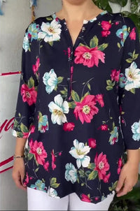 Nahikari – Bequeme Sommer Tunika Mit Drucken - Schwarz