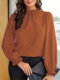 Lena | Bluse Mit Rüschenkragen Und Puffärmeln - Orange
