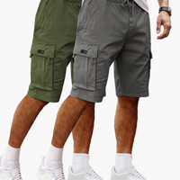 Herren-Cargoshorts im 2er-Pack mit Taschen, bequeme Passform - Grau | Armeegrün