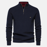 Bartholomäus | Herren Strickpullover mit Troyer-Kragen - Marineblau