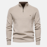Bartholomäus | Herren Strickpullover mit Troyer-Kragen - Beige