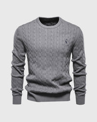 Bastian | Herren Zopfmuster Langarm Strickpullover - Grau