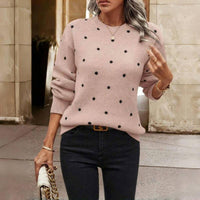 Gergana – Gestrickter Pullover Mit Polka-Punkte - Rosa