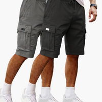 Herren-Cargoshorts im 2er-Pack mit Taschen, bequeme Passform - Schwarz | Grau