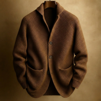 Silvoro – Gerippter Wollcardigan für Herren - Braun