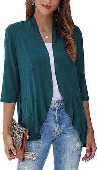 Bella | Damen Offener Front Drapierter Cardigan - Grün