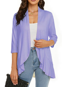Bella | Damen Offener Front Drapierter Cardigan - Helllila