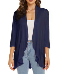 Bella | Damen Offener Front Drapierter Cardigan - Marineblau