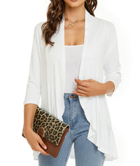 Bella | Damen Offener Front Drapierter Cardigan - Weiß