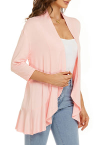 Bella | Damen Offener Front Drapierter Cardigan - Rosa