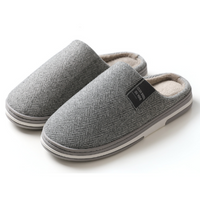 Benedikta | Damen Herringbone Hausschuhe Pantoffeln - Hellgrau