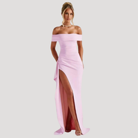 Benedikta | Damen Off Shoulder Elegantes Maxikleid - Rosa