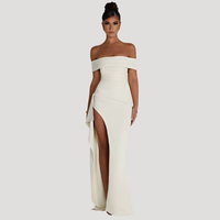 Benedikta | Damen Off Shoulder Elegantes Maxikleid - Weiß