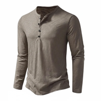 Benjamin | Herren Langarm Henley Oberteil - Khaki