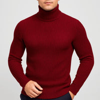 Bernd | Herren Gerippter Taillierter Rollkragenpullover - Bordeaux