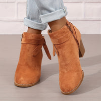 Heloise | Damen Stiefeletten mit Blockabsatz und Rückenschleifendetail - Orange