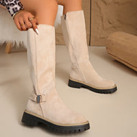 Sable | Damen knöchelhohe Stiefel mit niedrigem Blockabsatz - Beige