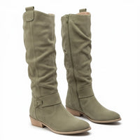 Lavinia | Damen kniehohe Stiefel mit seitlichem Reißverschluss - Dunkelgrün