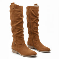Lavinia | Damen kniehohe Stiefel mit seitlichem Reißverschluss - Hellbraun