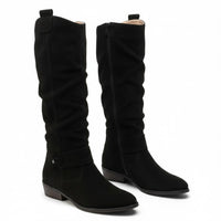 Lavinia | Damen kniehohe Stiefel mit seitlichem Reißverschluss - Schwarz