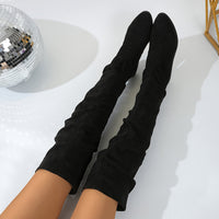 Jacinda | Damen Overknee-Stiefel mit niedrigem Blockabsatz - Schwarz