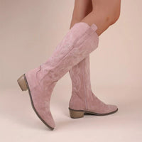 Bexley | Damen Westernstiefel mit weiter Wadenpassform und Seitenreißverschluss - Rosa