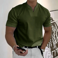 Bjarne | Herren T-Shirt Mit V-Ausschnitt Schlicht Freizeit - Grün