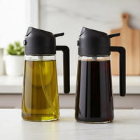 Öl Sprühflasche Glas Spray Flasche Küche Kochen - 2 Stück Schwarz