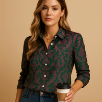 Alesha - Elegante Damenbluse mit langen Ärmeln - Grün / Lila