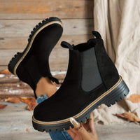 Mehetabel | Damen Chelsea-Stiefeletten mit Profilsohle - Schwarz