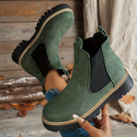 Mehetabel | Damen Chelsea-Stiefeletten mit Profilsohle - Grün