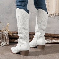 Brecken | Damen Westernstiefel mit weitem Schaft und Reißverschluss - Weiß
