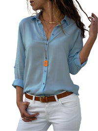 Brigitta | Damen Langarm Hemdbluse - Hellblau