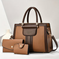 Luna | Damen Elegantes 3-Teiliges Leder Taschen Set – Elegantes 3-Teiler Leder Set - Dunkelbraun