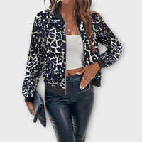 Sophie | Auffällige Damen Jacke im Leopardenstil - Blau