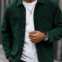 Bryce | Herren Langarm-Overshirt mit Taschen und Knöpfen - Grün