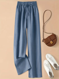 Paula | Leinenhose mit hohem Bund und Leichtigkeit - Blau