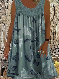 Samudri - Lockeres Armelloses Maxi Kleid Mit Rundhalsausschnitt - Pfauenblau