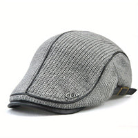 Elias | Herren Strick-Barettmütze warm für Herbst und Winter - Grau