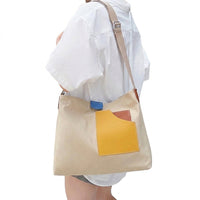 Canvas-Schultertasche für Damen - Beige